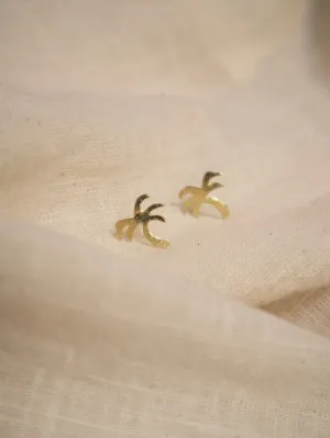 Palm Tree Stud Earrings - Gold