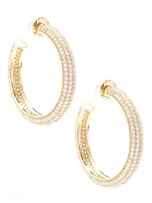 Pave Chunky Hoop Earrings