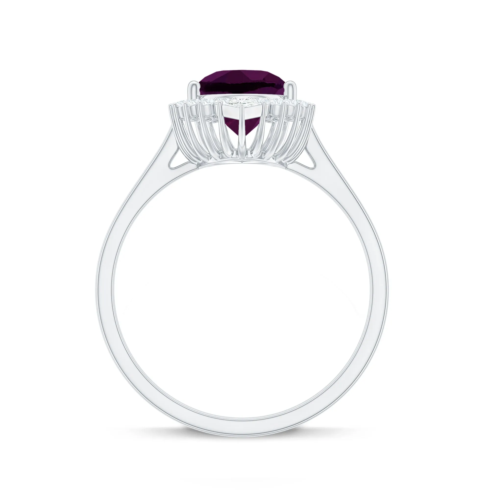 Pear Shaped Rhodolite Cocktail Halo Ring with Diamond