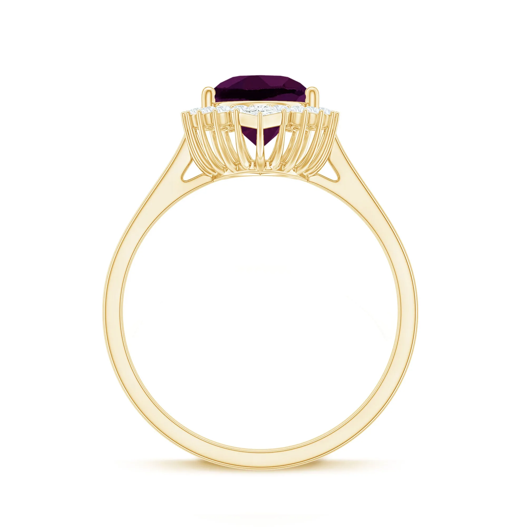 Pear Shaped Rhodolite Cocktail Halo Ring with Diamond