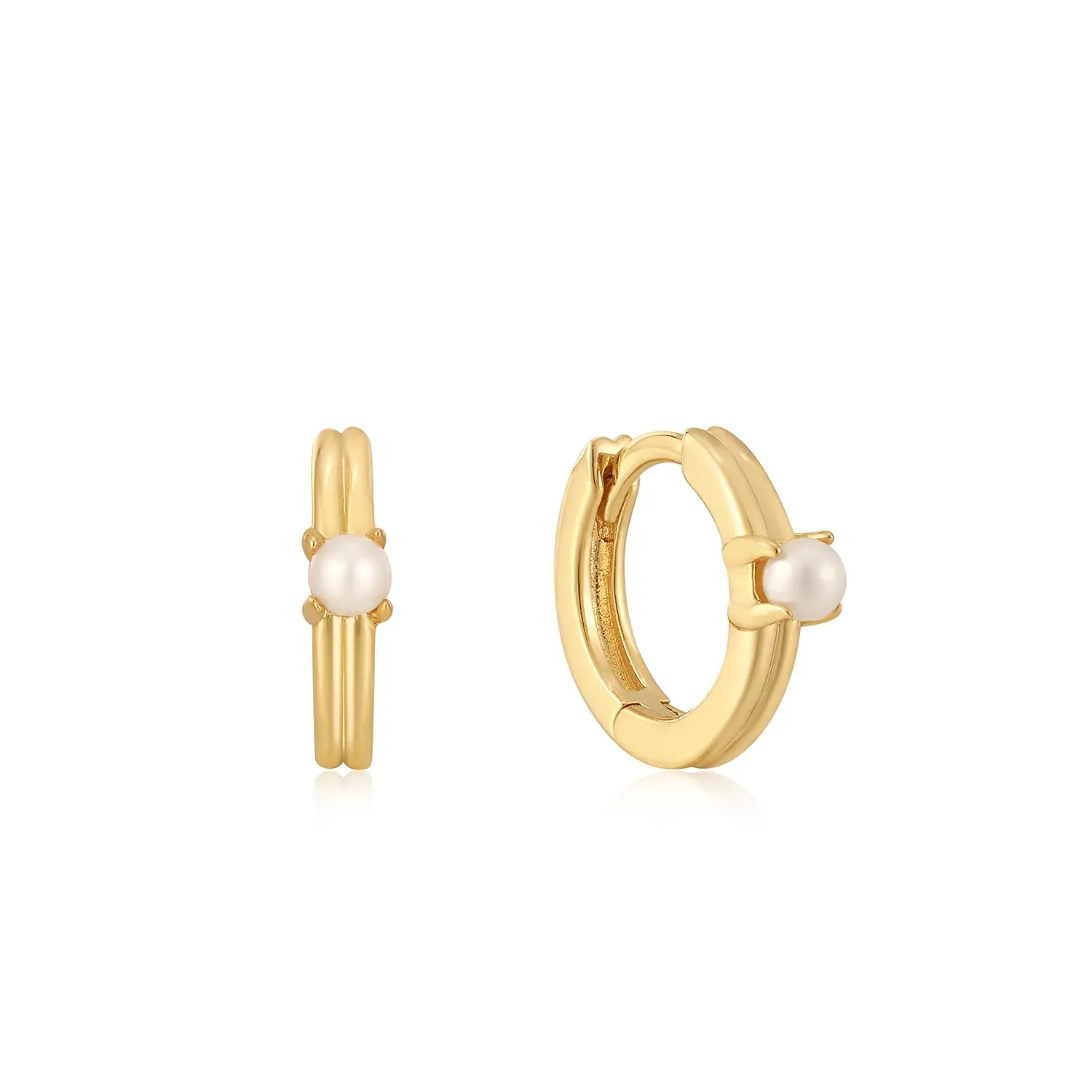 Pearl Power - Pearl Cabochon Huggie Hoop Earrings