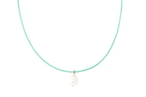 pearl   turquoise cord necklace