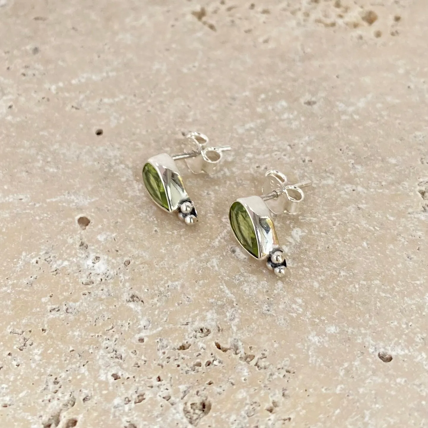 Peridot Teardrop Studs - Lola