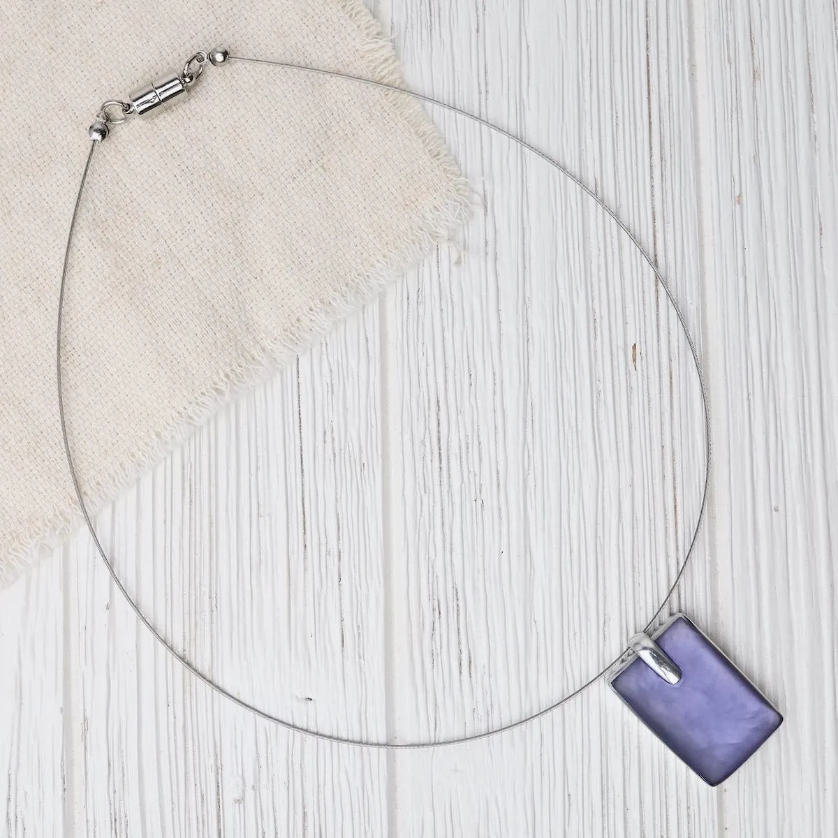 Periwinkle Rectangle Pendant Necklace