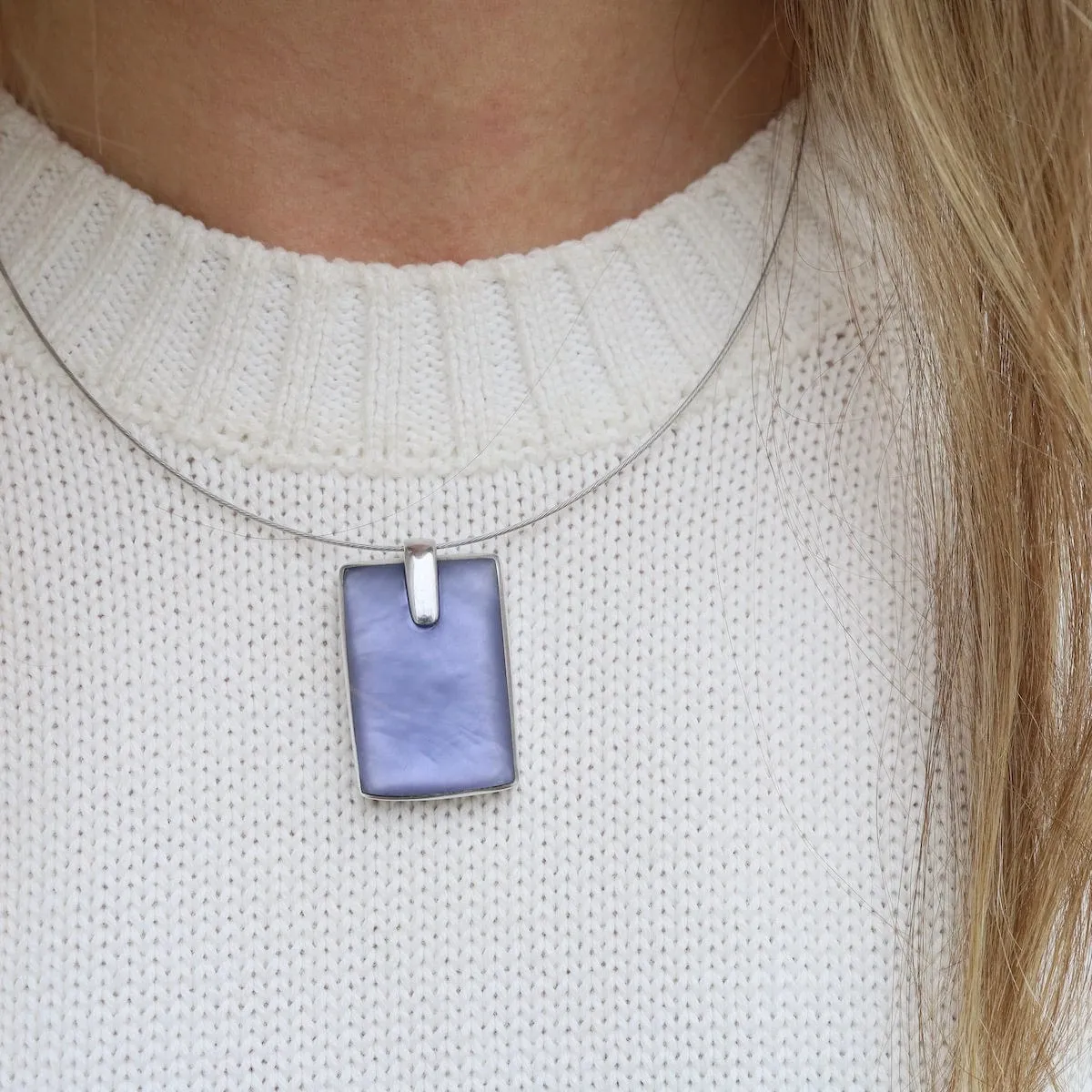 Periwinkle Rectangle Pendant Necklace