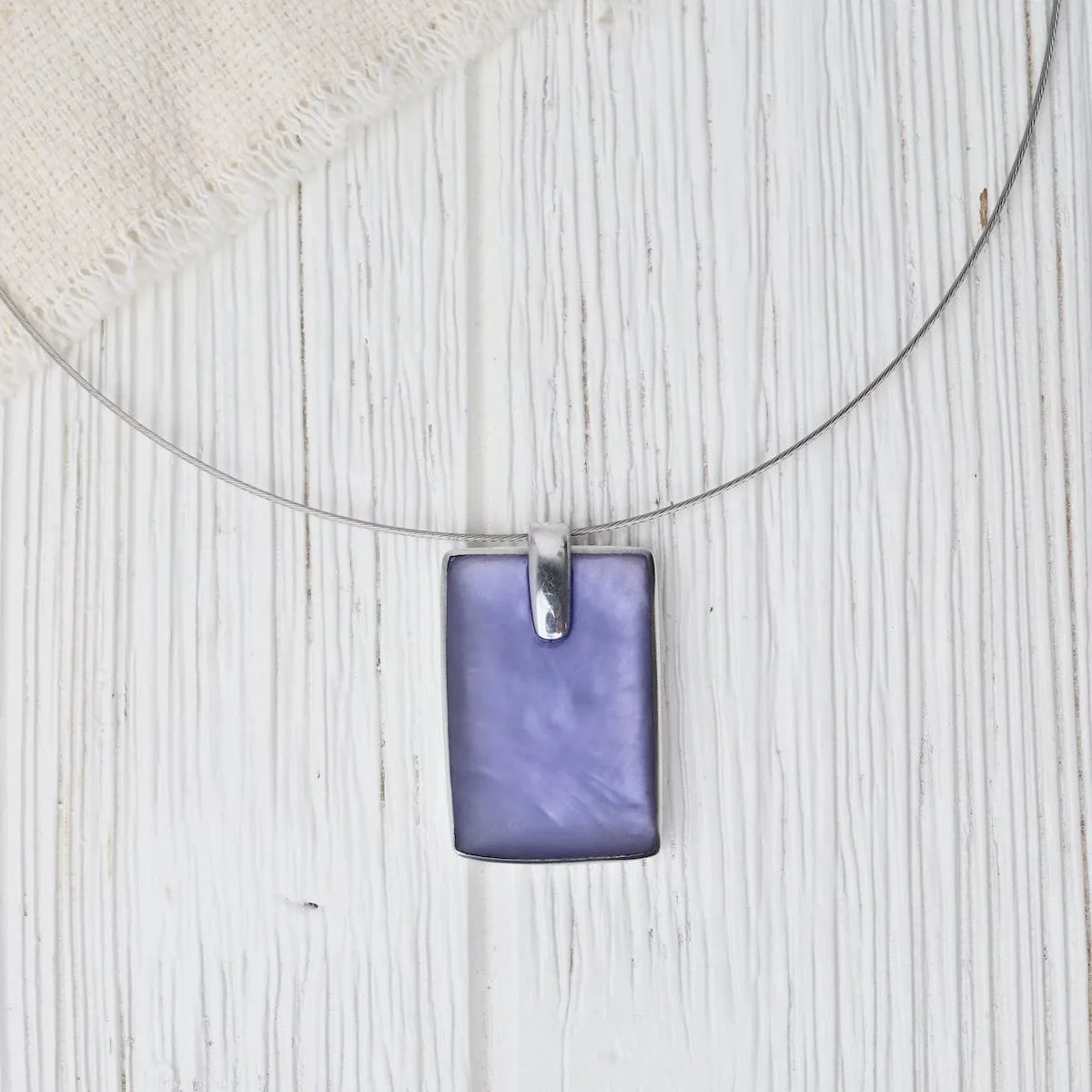 Periwinkle Rectangle Pendant Necklace