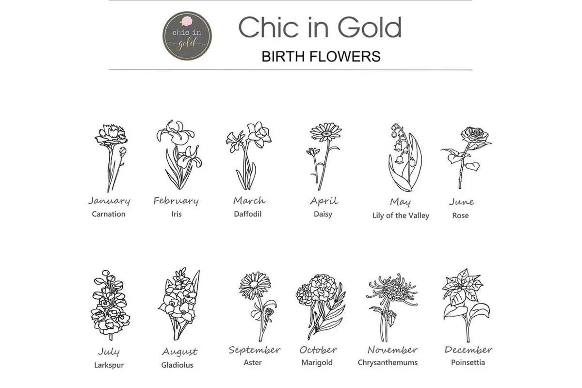 Personalized Birth Month Flower with an optional birthstone Necklace - CG470N. Starts at