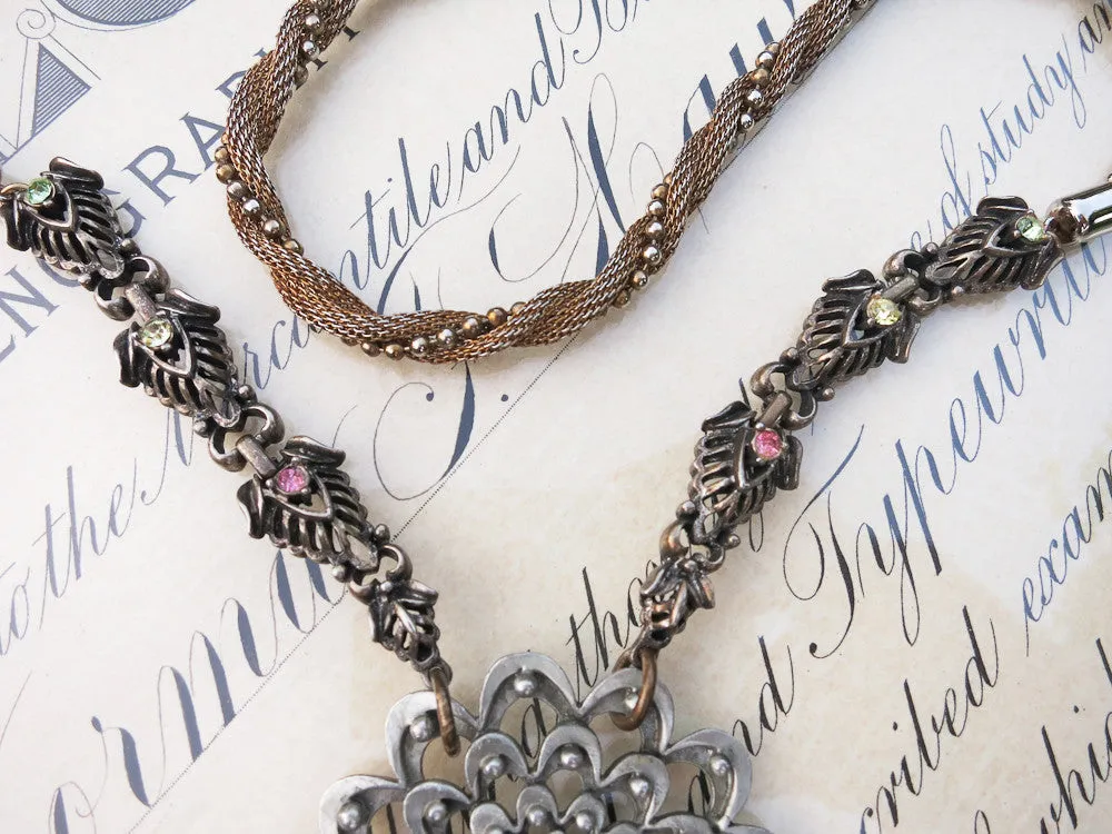 Pewter & Brass Long Necklace