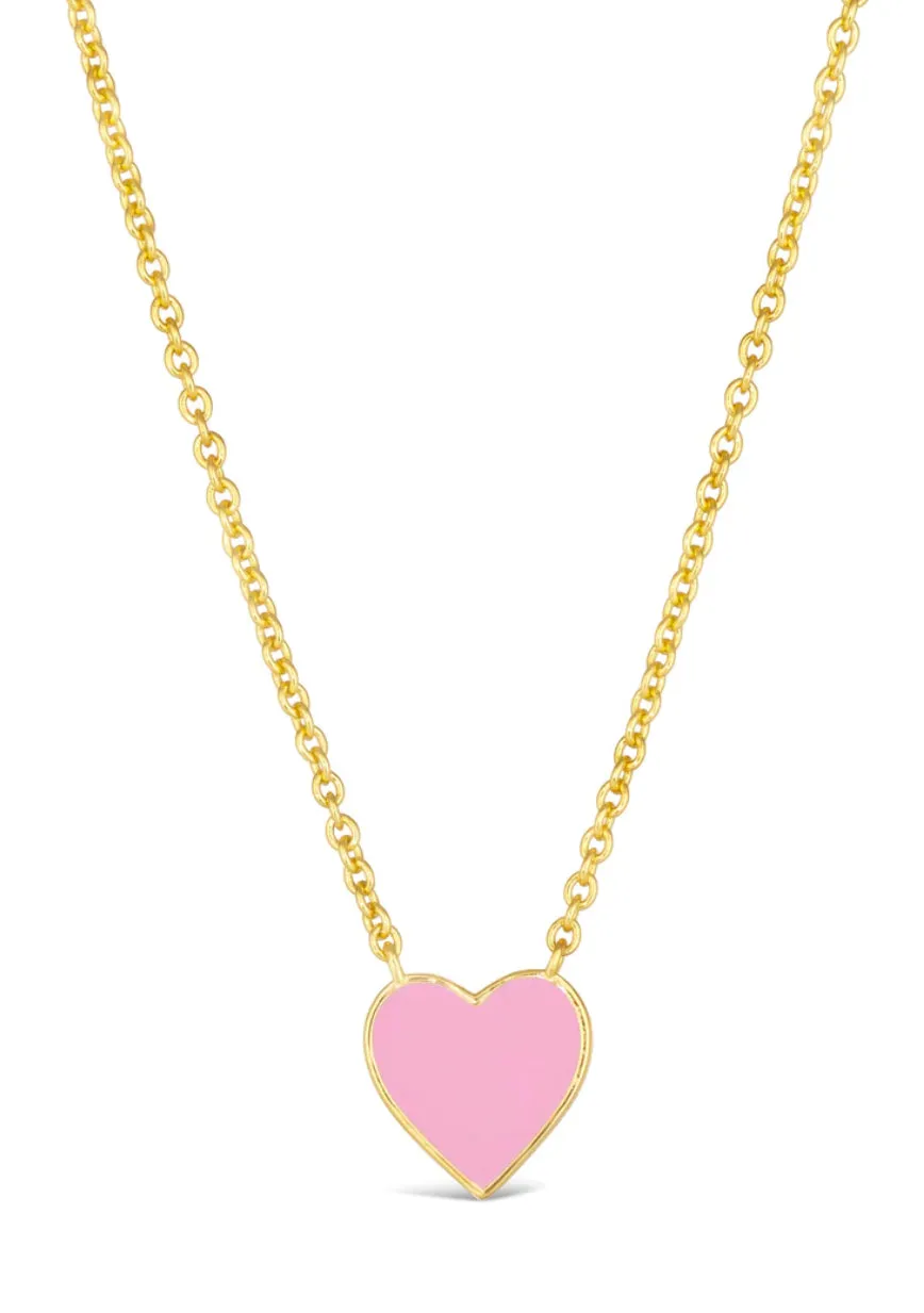 Pink Enamel Heart Necklace