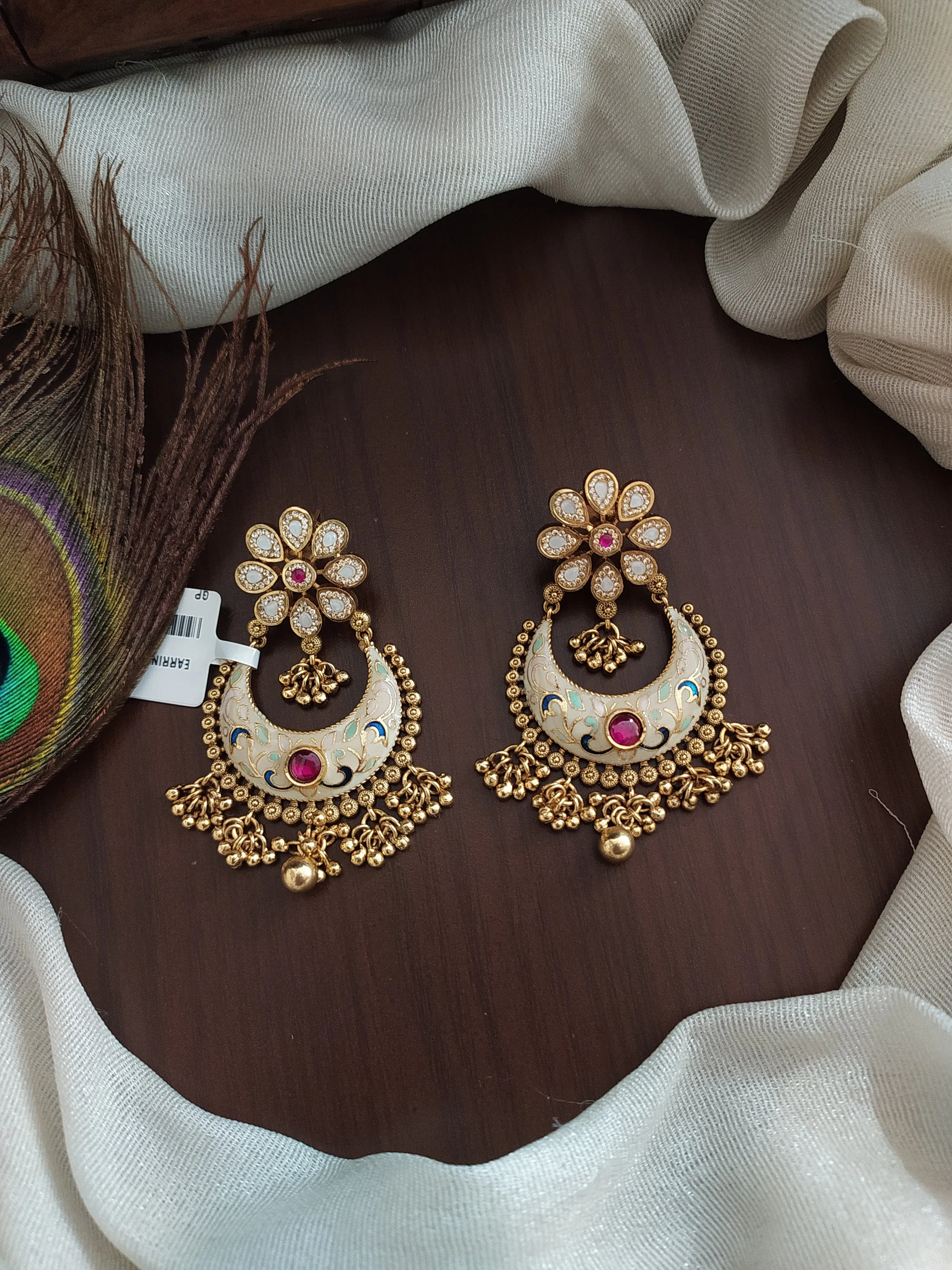 Premium Gold Alike Chandbali Kundan Earrings