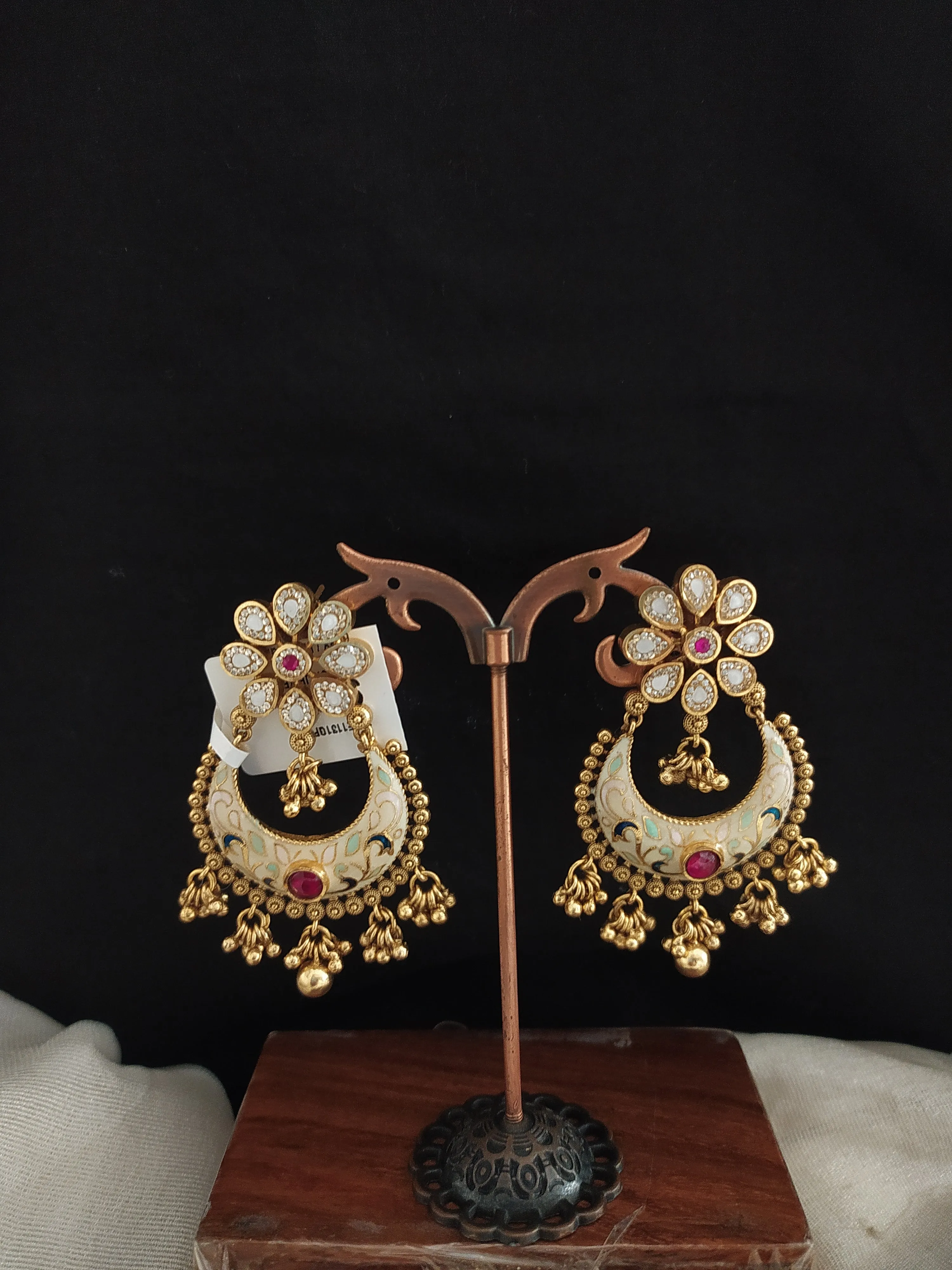 Premium Gold Alike Chandbali Kundan Earrings