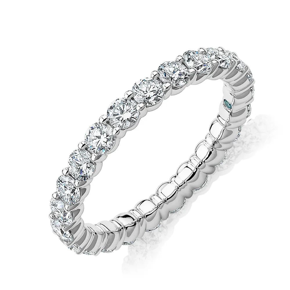 Premium Laboratory Created Diamond, 1.86 carat TW round brilliant all-rounder wedding or eternity band in 14 carat white gold