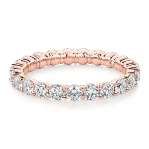 Premium  Laboratory Created Diamond, 1.86 carat TW round brilliant all-rounder wedding or eternity band in 18 carat rose gold