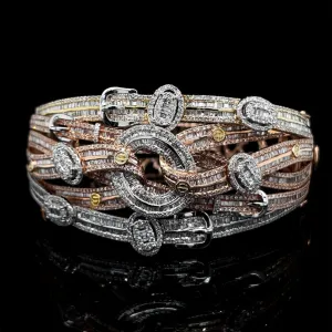 PREORDER | Multi-Tone Oval Paved Statement Diamond Bangle 14kt