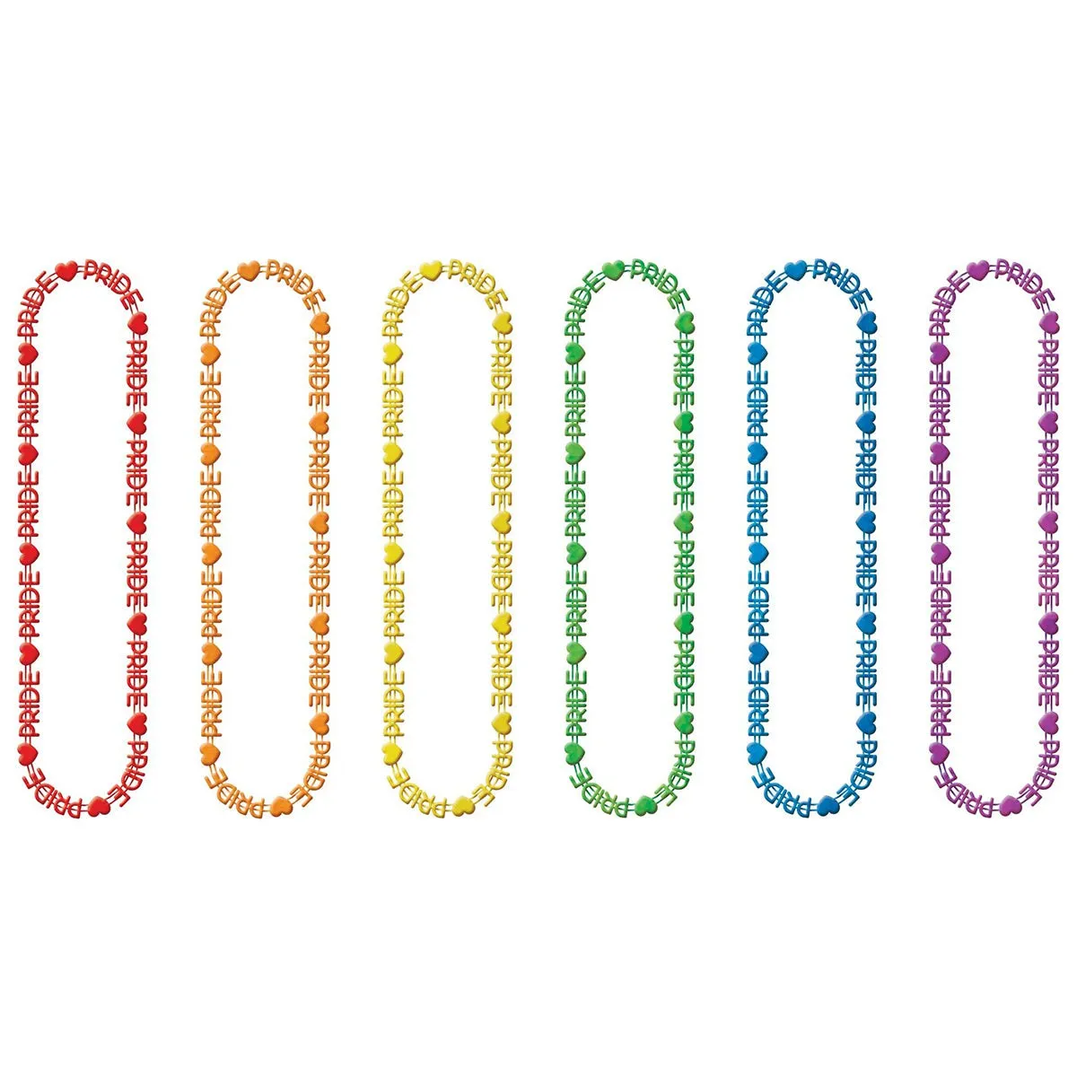 Pride Word Beads Necklaces Assorted, 6 Count