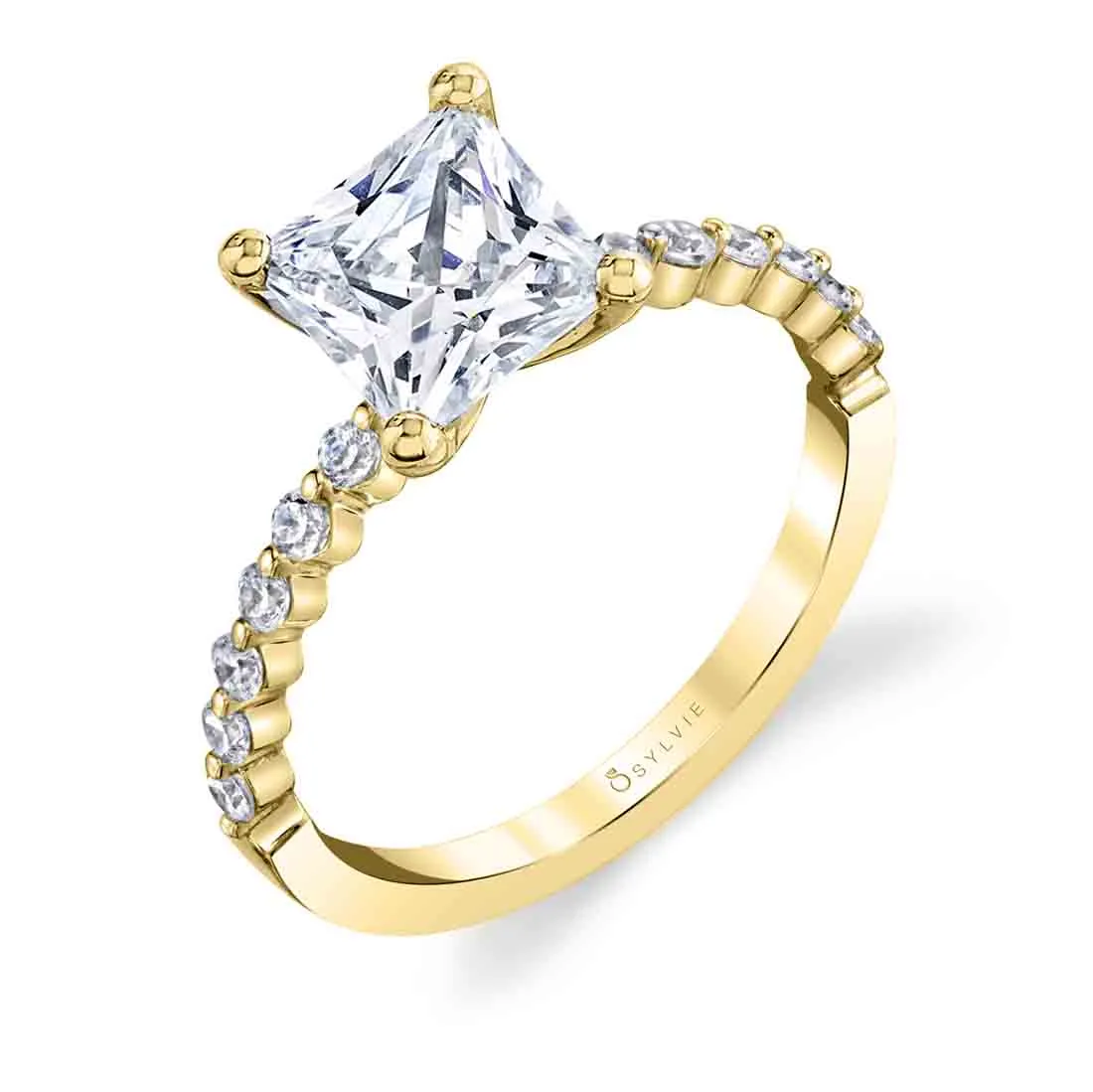 Princess Cut Classic Engagement Ring - Athena 18k Gold Yellow