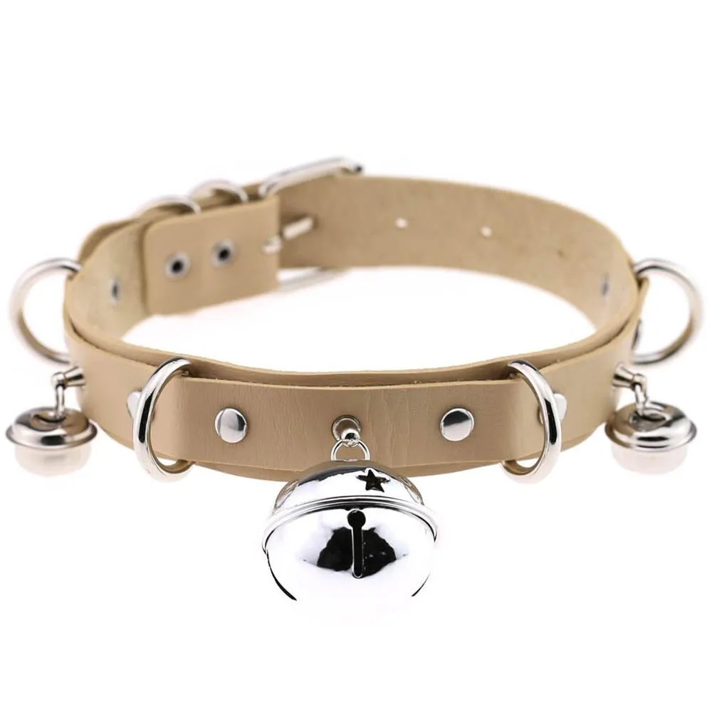 PU Leather Sexy Gothic Choker With Bells And Rivets / Men's And Women's Necklaces