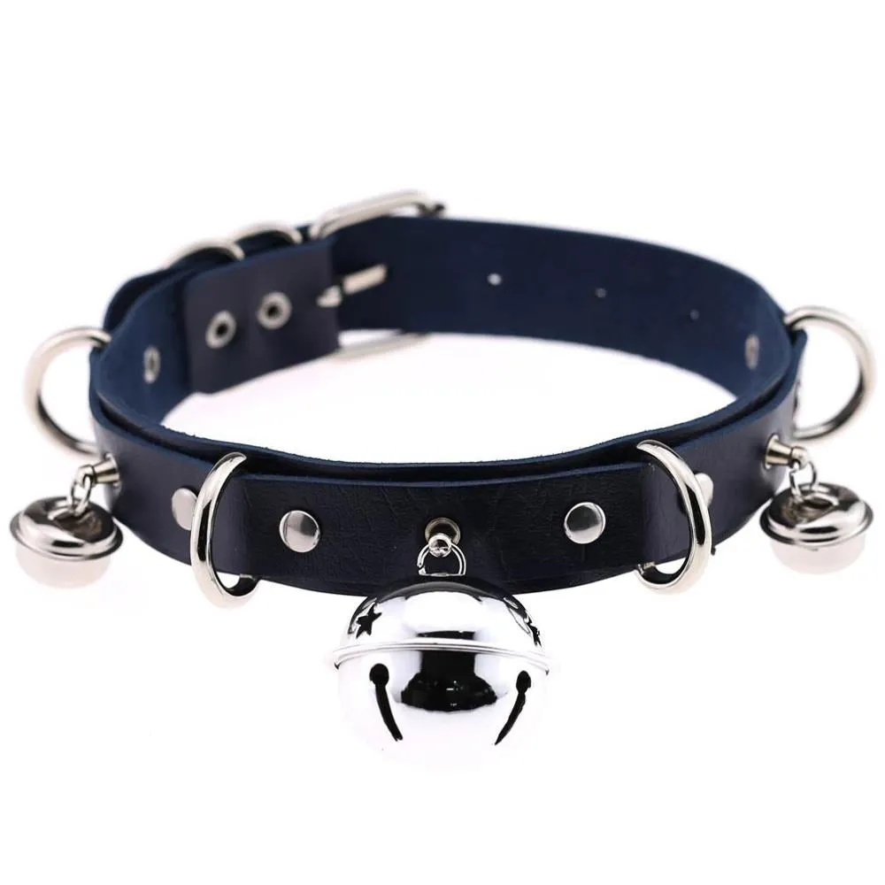 PU Leather Sexy Gothic Choker With Bells And Rivets / Men's And Women's Necklaces