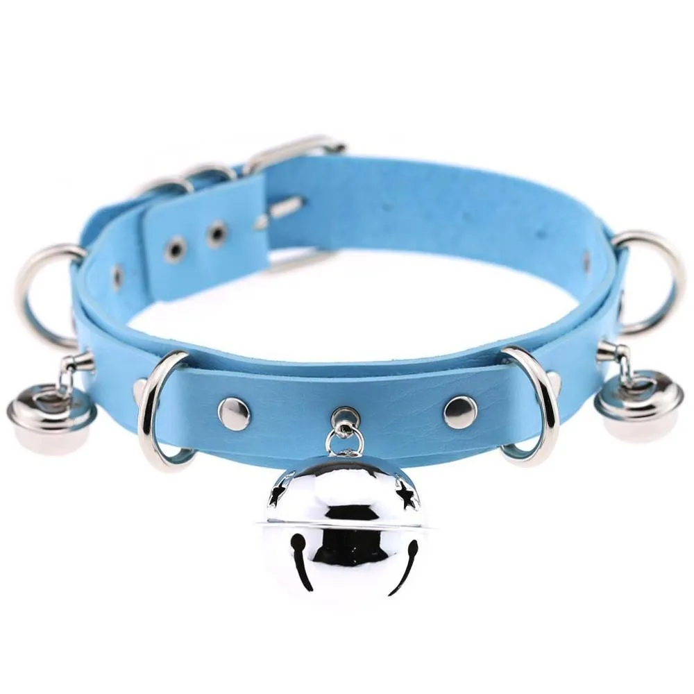 PU Leather Sexy Gothic Choker With Bells And Rivets / Men's And Women's Necklaces