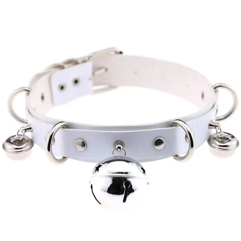 PU Leather Sexy Gothic Choker With Bells And Rivets / Men's And Women's Necklaces