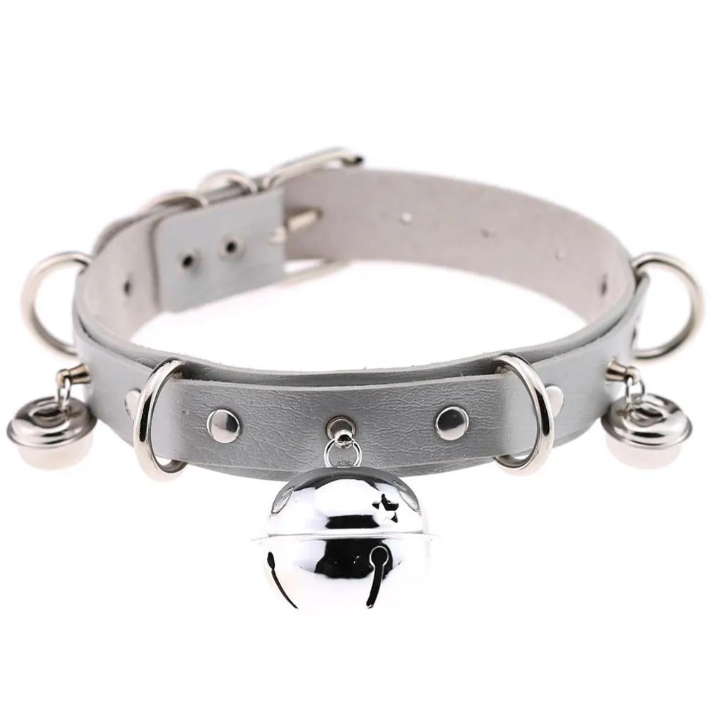 PU Leather Sexy Gothic Choker With Bells And Rivets / Men's And Women's Necklaces