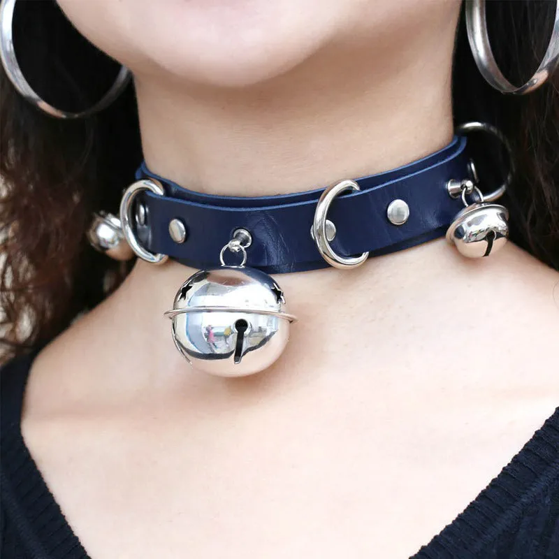 PU Leather Sexy Gothic Choker With Bells And Rivets / Men's And Women's Necklaces