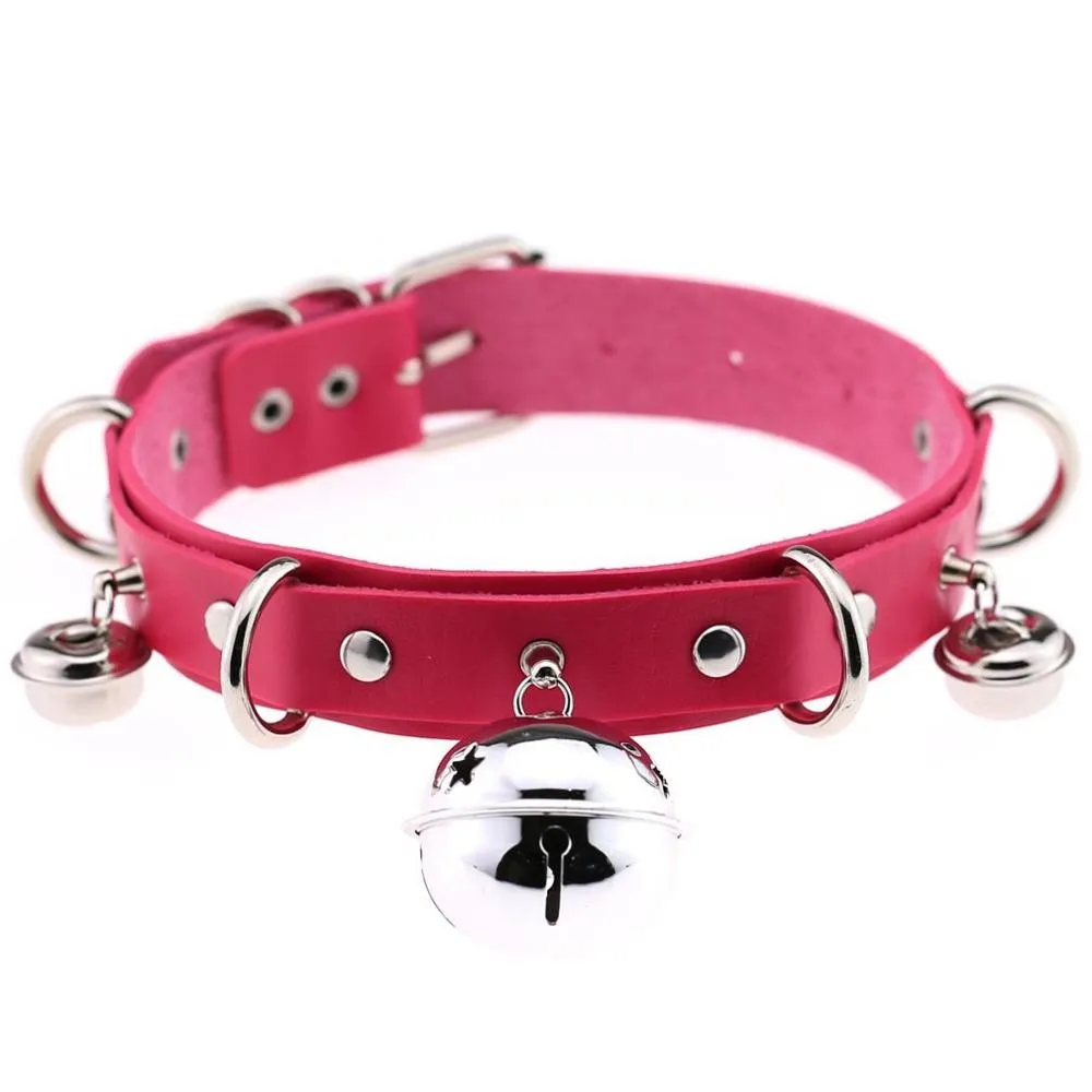 PU Leather Sexy Gothic Choker With Bells And Rivets / Men's And Women's Necklaces