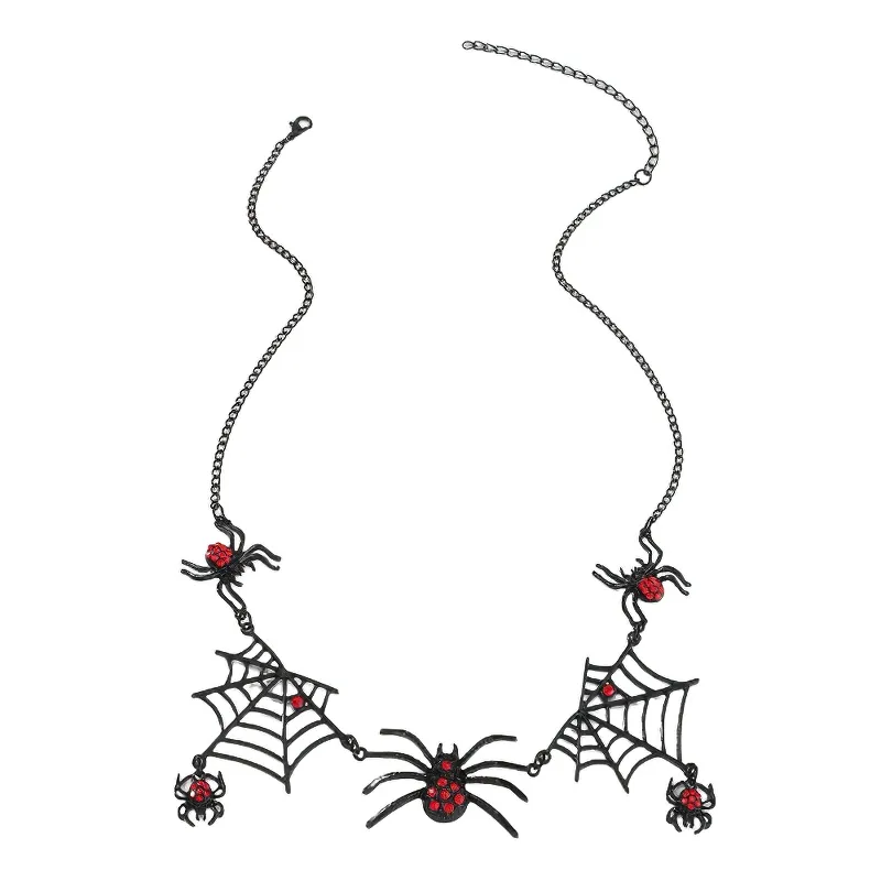 Punk Spider Pendant Crystal Necklaces for Women / Female Charm Necklace