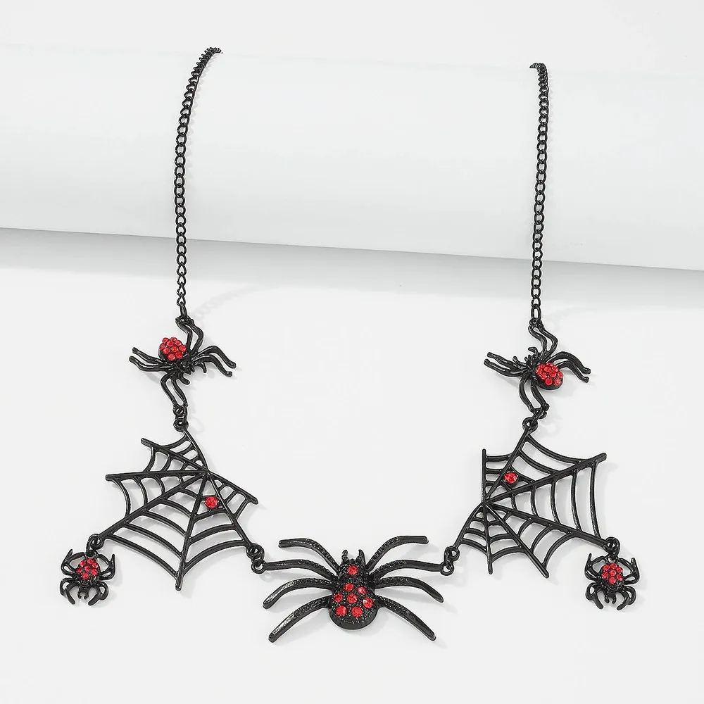 Punk Spider Pendant Crystal Necklaces for Women / Female Charm Necklace