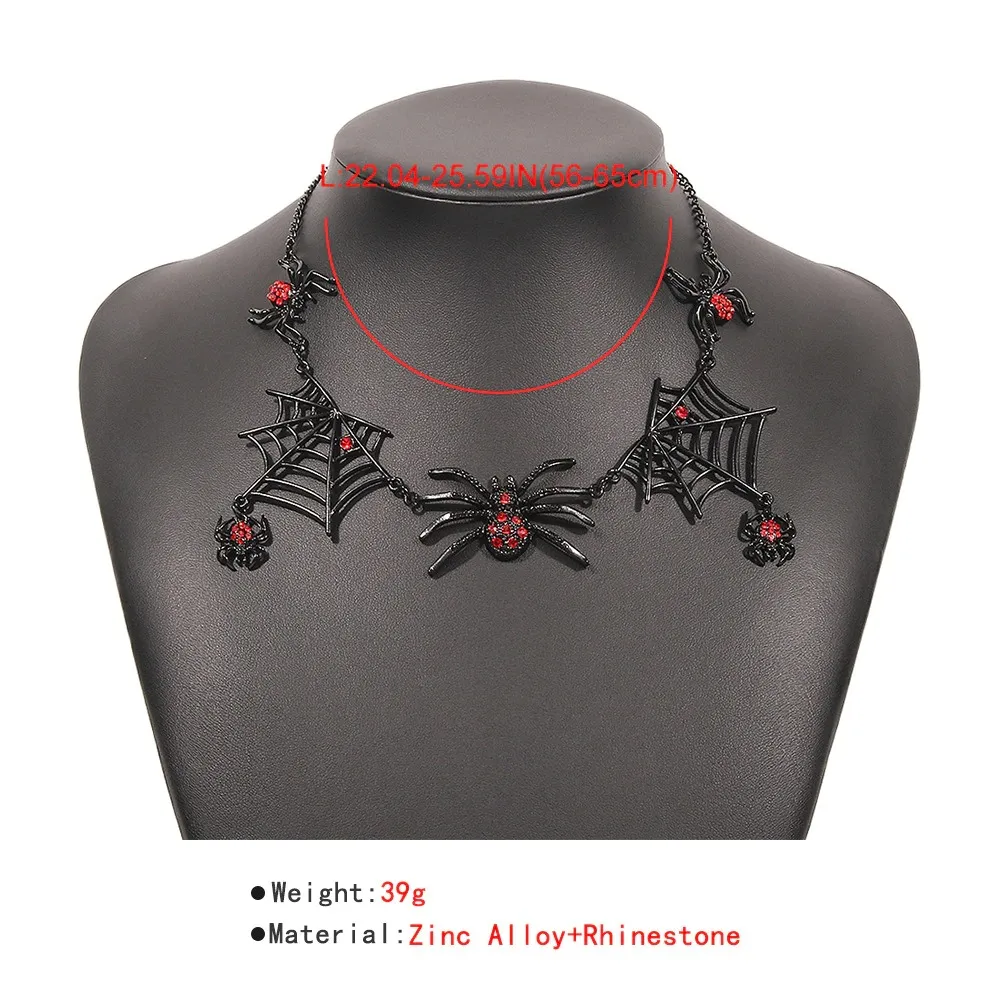 Punk Spider Pendant Crystal Necklaces for Women / Female Charm Necklace