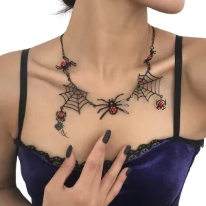 Punk Spider Pendant Crystal Necklaces for Women / Female Charm Necklace