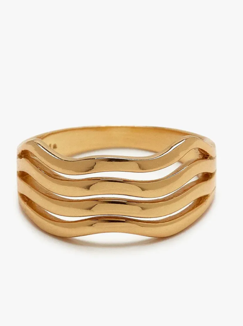 Pura Vida Wavy Ring in Gold