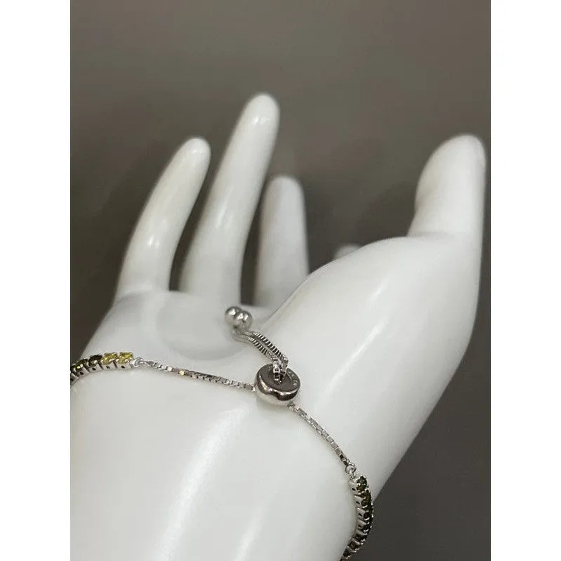 Radiant Gleam: Sterling Silver Tennis Elegance Anklet/Bracelet with Adjustable Halo Toggle Clasp