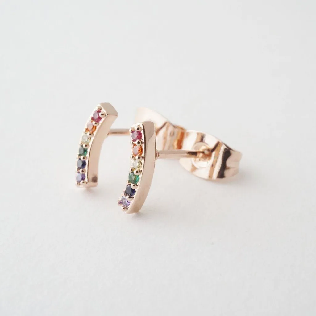 Rainbow Crystal Arc Earrings