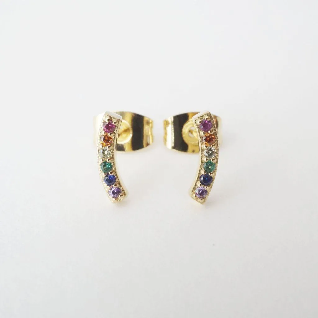 Rainbow Crystal Arc Earrings