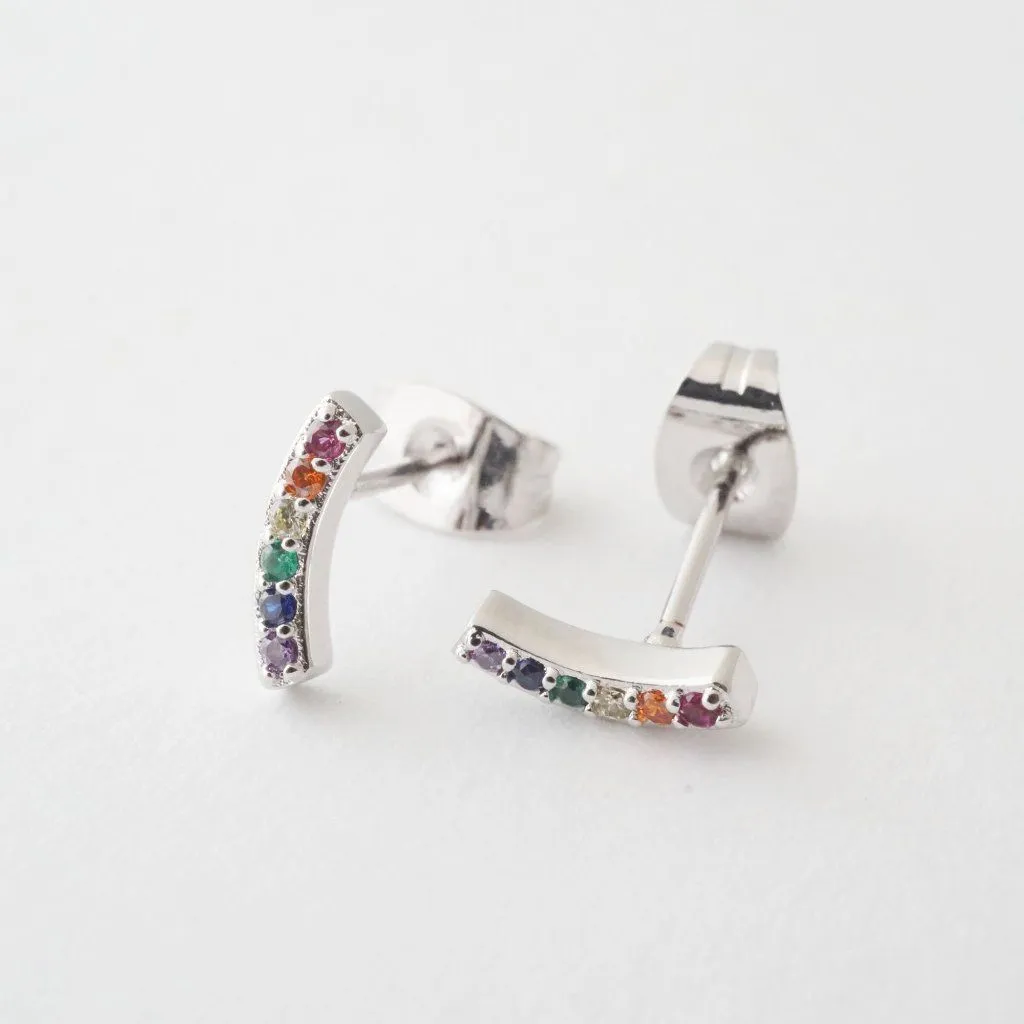 Rainbow Crystal Arc Earrings