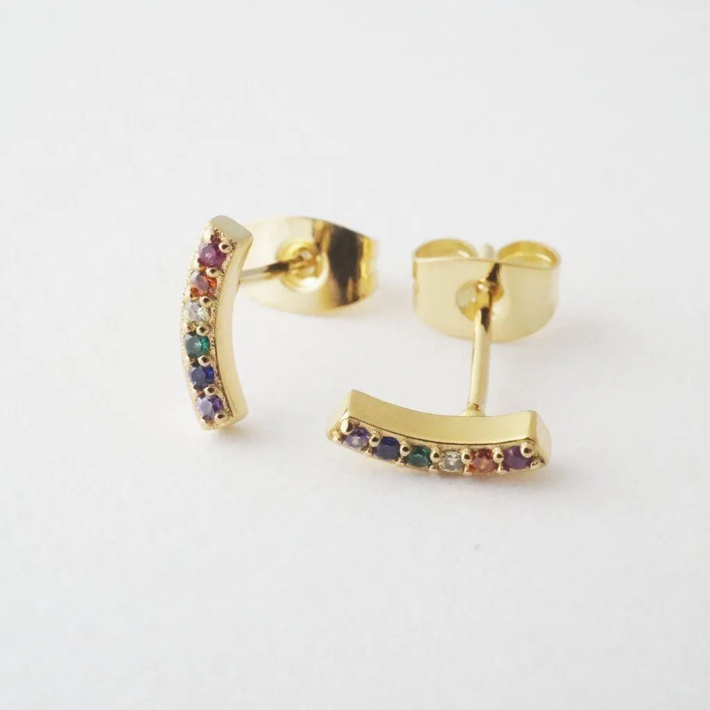 Rainbow Crystal Arc Earrings