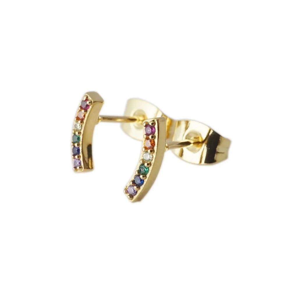 Rainbow Crystal Arc Earrings