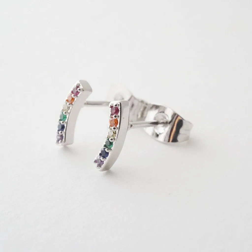 Rainbow Crystal Arc Earrings