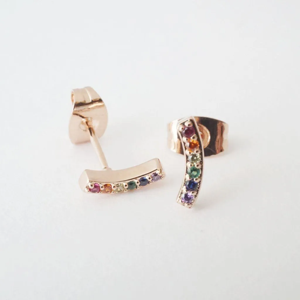 Rainbow Crystal Arc Earrings