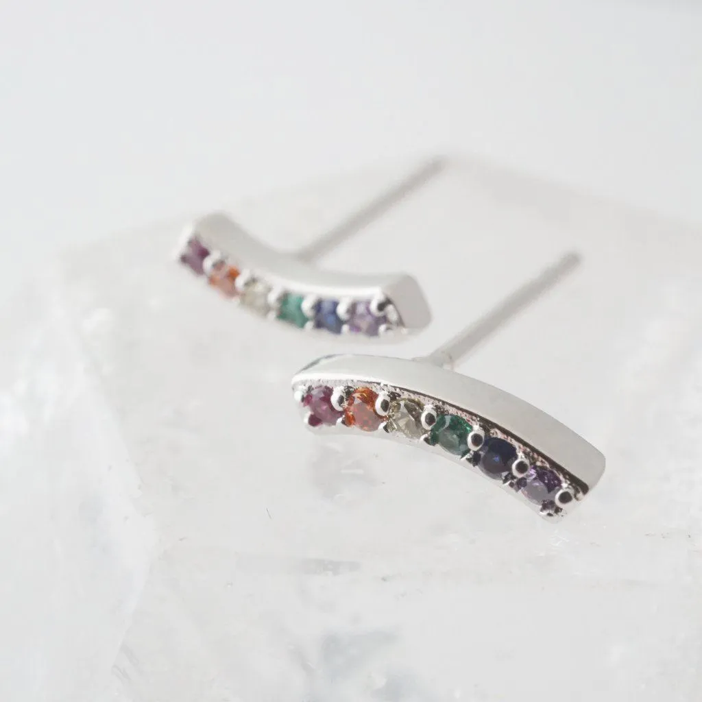 Rainbow Crystal Arc Earrings