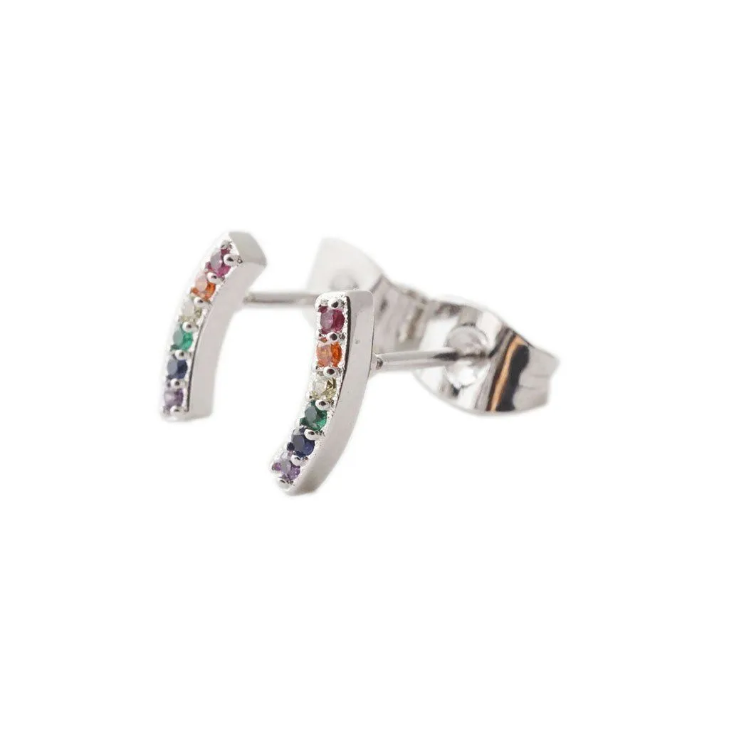 Rainbow Crystal Arc Earrings