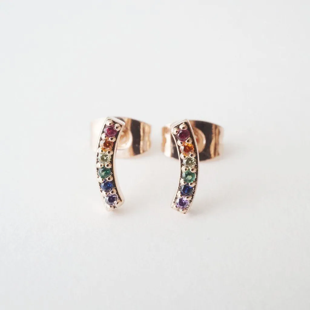 Rainbow Crystal Arc Earrings