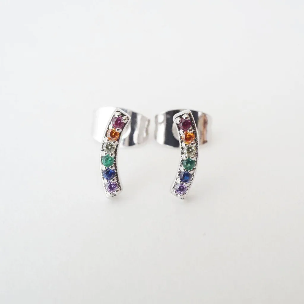 Rainbow Crystal Arc Earrings