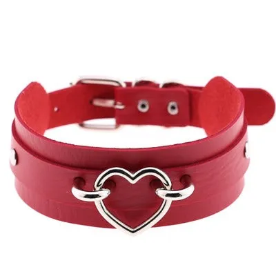 Red and Silver Heart Choker