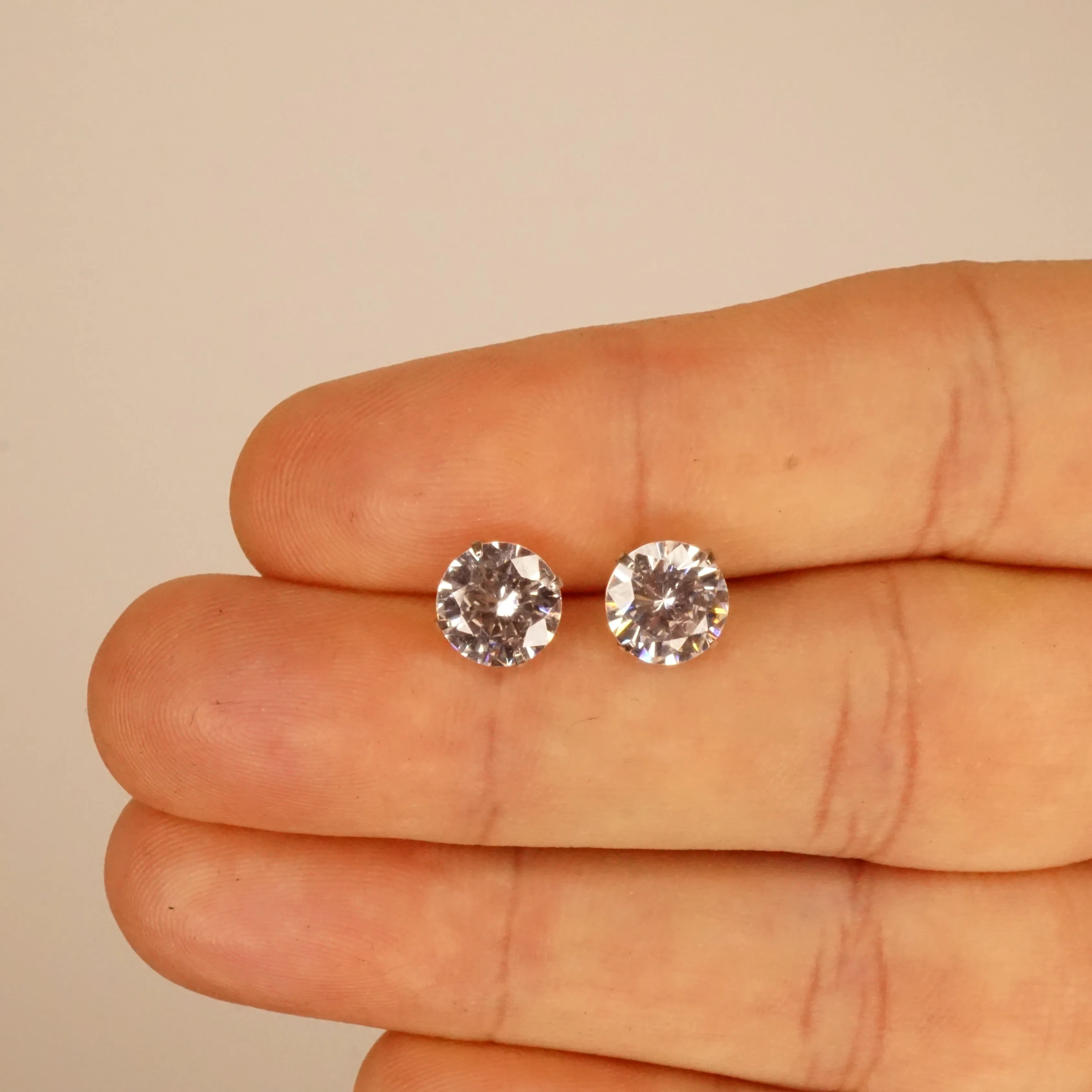 Regina X - Diamond Stud Earrings, 0.5, 1 & 2 Carat Man Made Diamond Simulant Studs