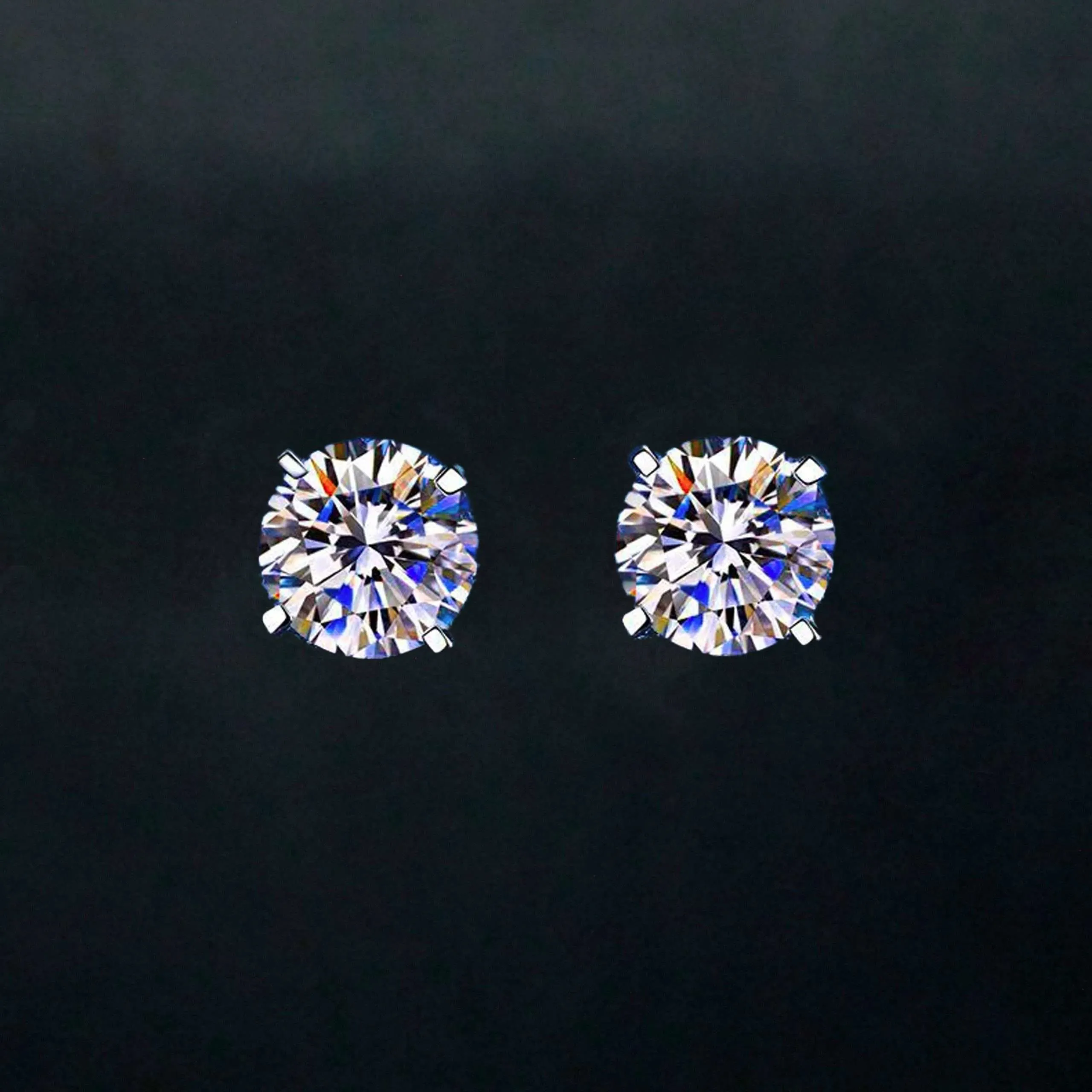 Regina X - Diamond Stud Earrings, 0.5, 1 & 2 Carat Man Made Diamond Simulant Studs