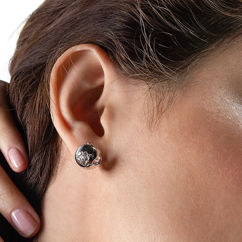 Rhodium Earth Earrings