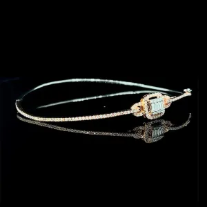 Rose Cushion Paved Diamond Bangle 14kt