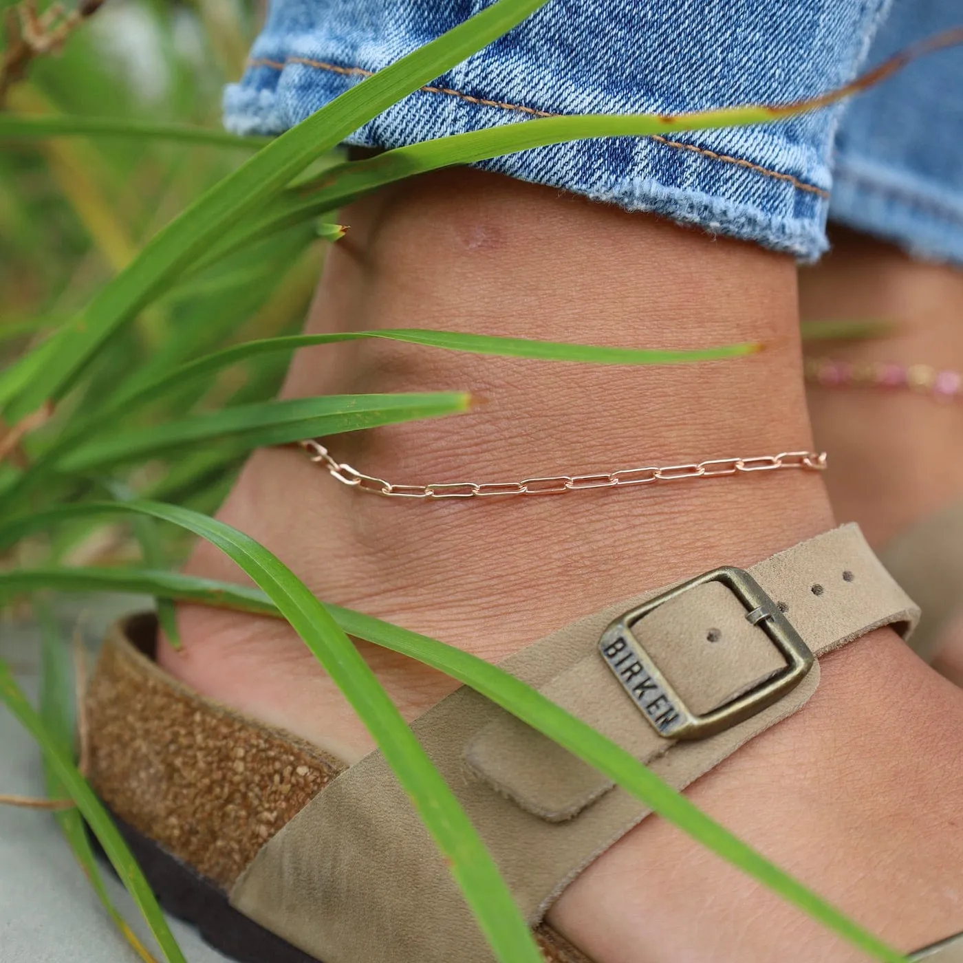 Rose Gold Filled Flat Drawn Cable Chain Anklet